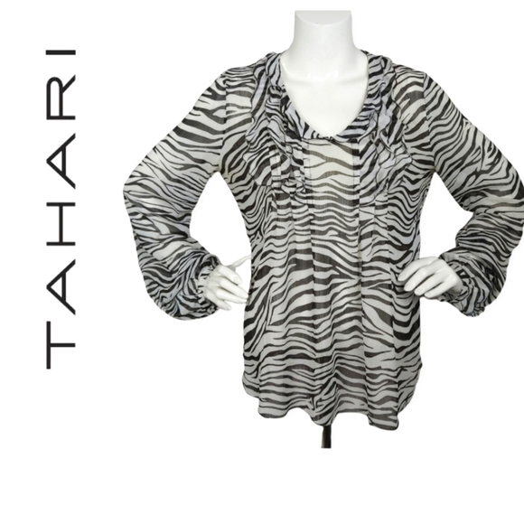Tahari Zebra Print Long sleeves Blouse - Picture 1 of 11